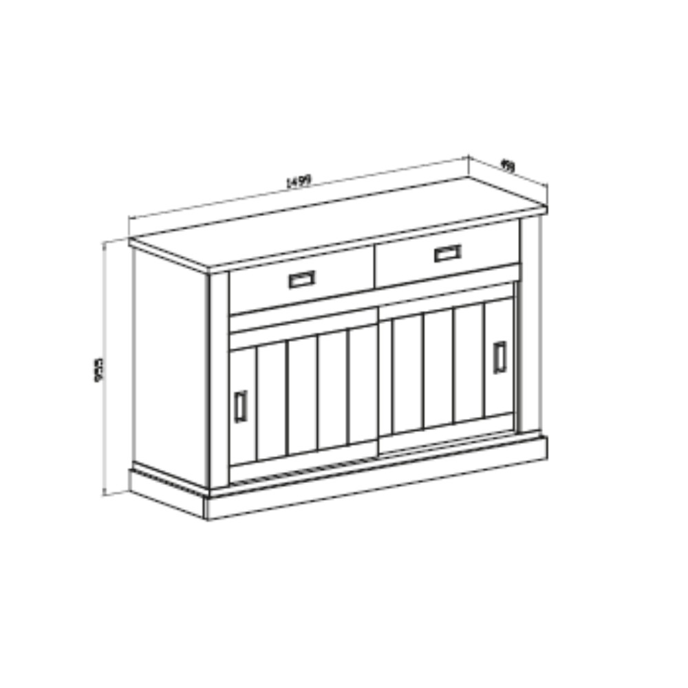 Madia Anthony 52 con 2 ante scorrevoli e 2 cassetti colore ancona oak stile shabby