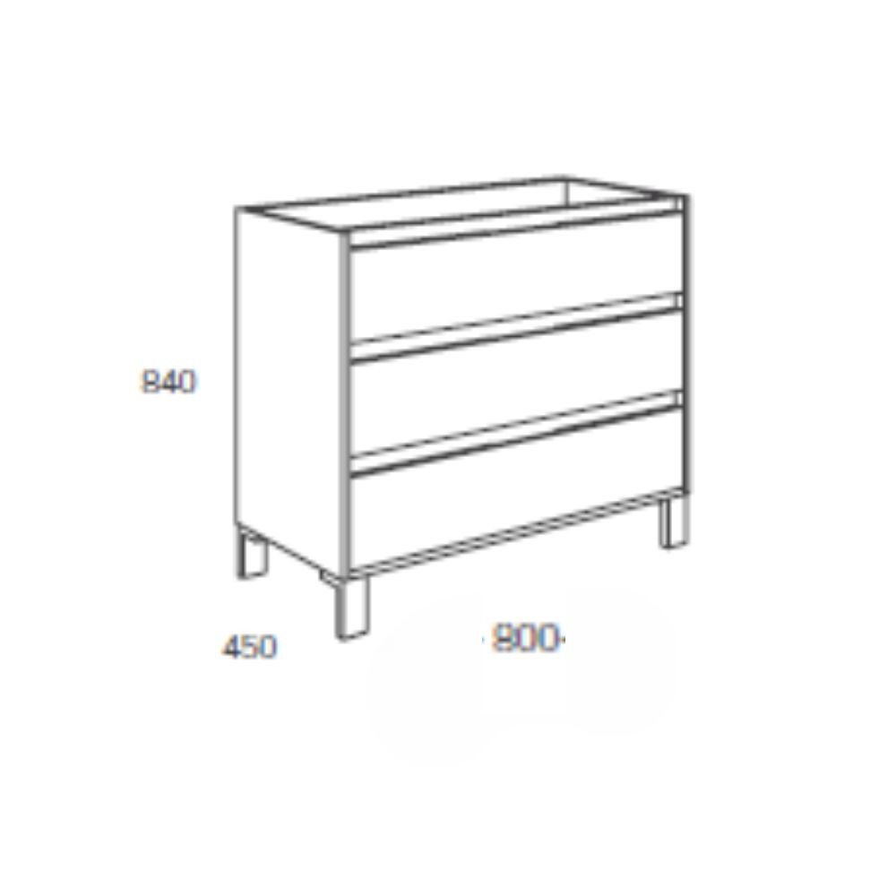 Mobile bagno Bolton con 3 cassetti 80x45x84 cm colore cemento