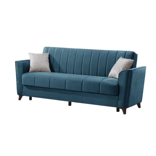 Divano letto Duca con contenitore in velluto colore blu