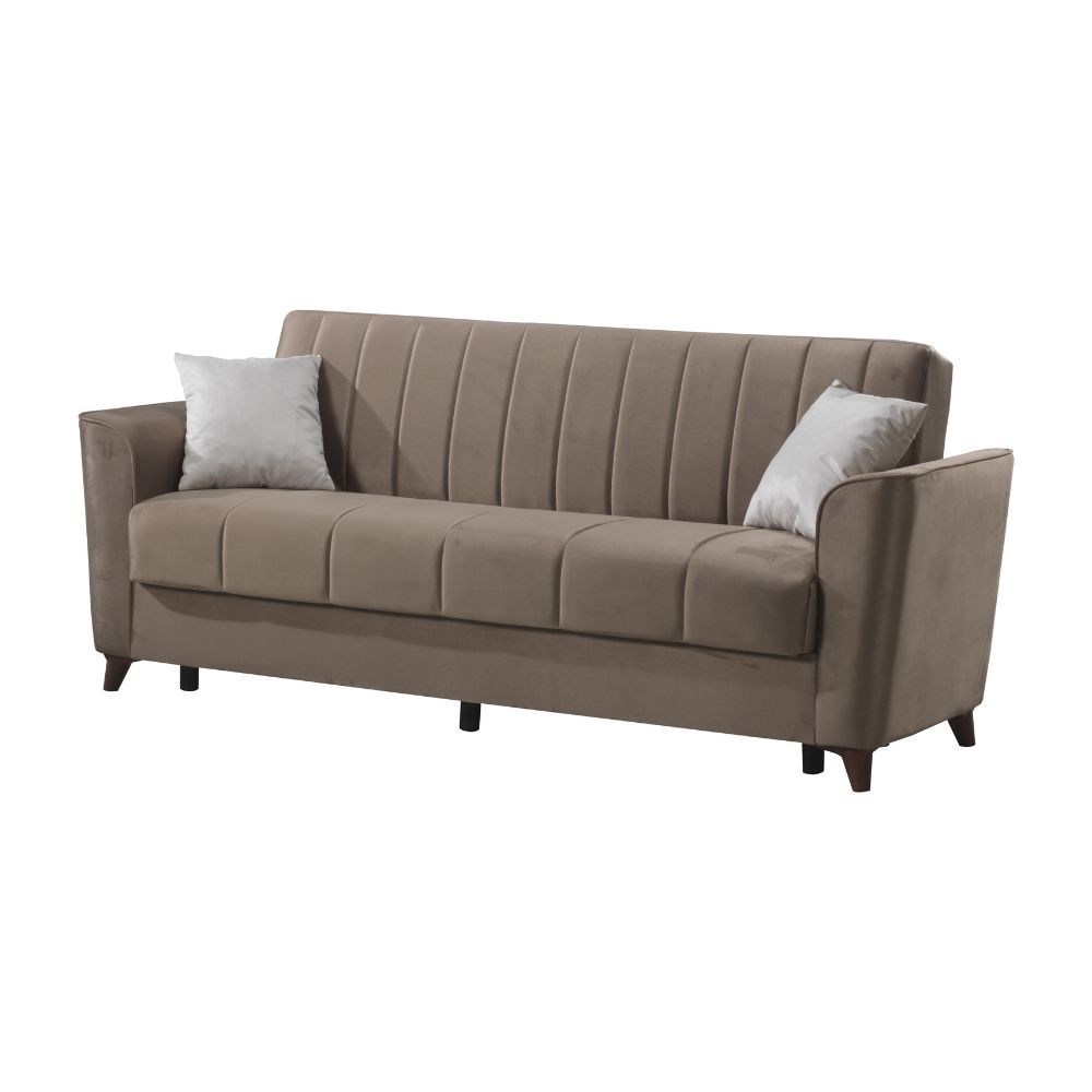 Divano letto Duca con contenitore in velluto colore marrone