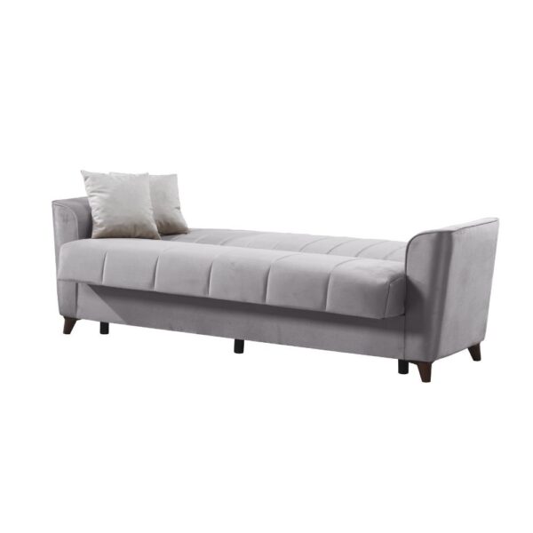 Divano letto Duca con contenitore in velluto colore grigio