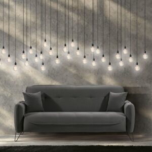 Divano Crown 3 posti ecopelle effetto nuvolato grigio 215x94x98h cm.