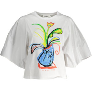 DESIGUAL T-SHIRT MANICHE CORTE DONNA BIANCO