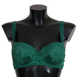 Enchanting Green Floral Lace Silk Bra