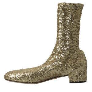 Elegant Mid Calf Gold Boots Exclusive Design