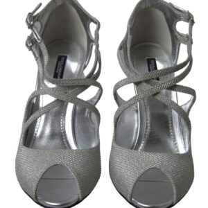 Elegant Shimmering Silver High-Heeled Sandals