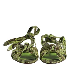 Green Animal Print Ankle Wrap Sandals Shoes