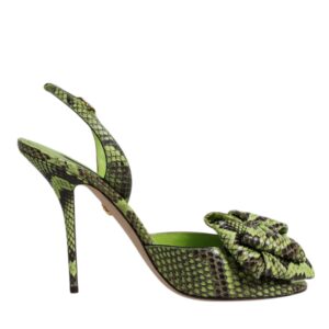 Green Python Leather Heels Sandals Shoes