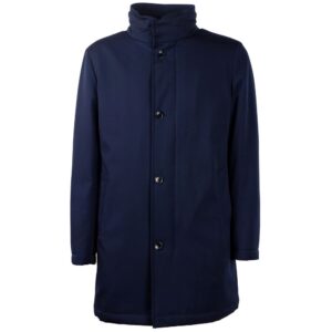 Blue Virgin Wool Men Jacket