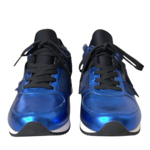 Blue Black Calf Hair Leather Sneakers Shoes