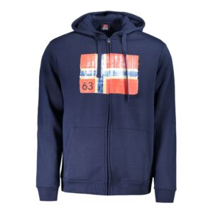 Blue Cotton Men Hooded Sweater