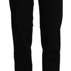 Elegant High Waist Straight Black Trousers