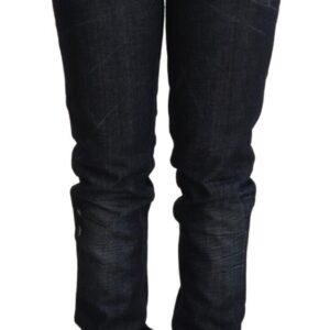 Elegant Low Waist Skinny Dark Blue Jeans