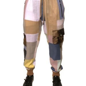 Multicolor Patchwork Jogger Sweatpants Pants