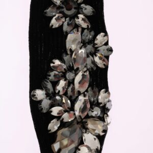 Crystal Embellished Black Knit Stockings
