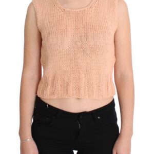 Elegant Pink Knitted Sleeveless Vest Sweater