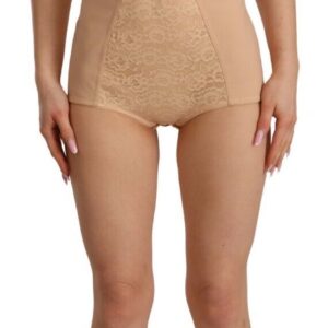 Beige Lace Panel Stretch Bodysuit