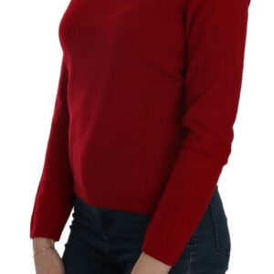 Elegant Red Cashmere Pullover Blouse