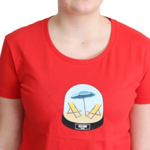 Chic Red Cotton Tee with Signature Print