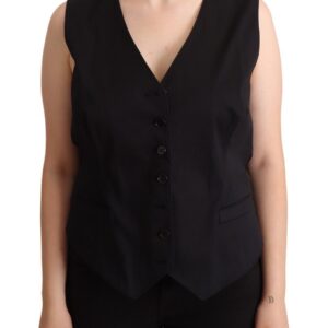 Chic Buttoned Black Waistcoat