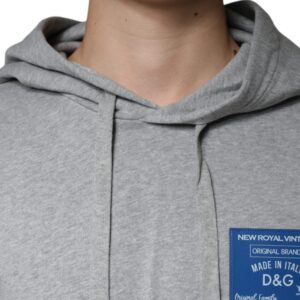 Gray Cotton Logo Hooded Sweatshirt Sweater