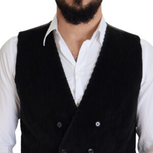 Elegant Black Double Breasted Dress Vest