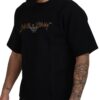 Elegant Black Cotton Blend Crewneck T-Shirt