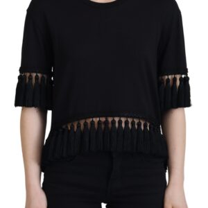 Elegant Black Cotton Short Sleeve Tee