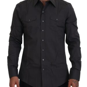 Elegant Gray Sicilia Slim Fit Dress Shirt