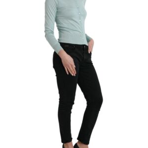 Elegant Light Blue Silk Cardigan