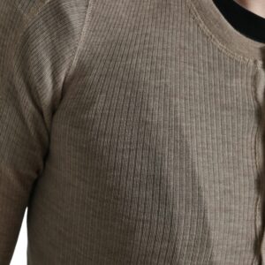 Elegant Beige Henley Cashmere Sweater