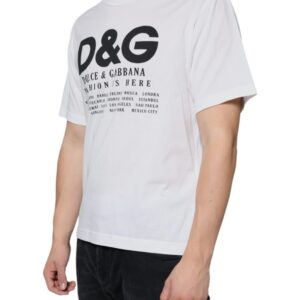 White Cotton DG Logo Print Casual T-shirt
