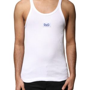 White Cotton DG Sleeveless Men Tank T-shirt