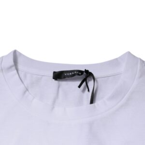 White Medusa Print Cotton Crew Neck T-shirt