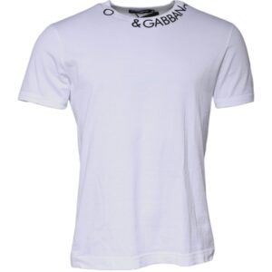 White Cotton Logo Crew Neck Short Sleeves T-shirt