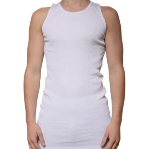 White Cotton Sleeveless Round Neck Tank T-shirt
