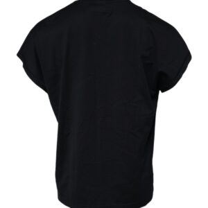 Dark Blue Logo Crown Cotton Crew Neck T-shirt