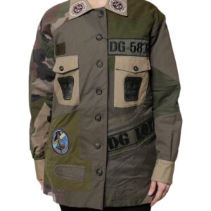 Military Green Cotton Button Down Jacket