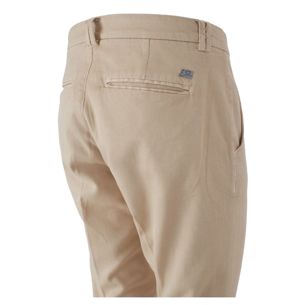 Beige Cotton Men Trousers