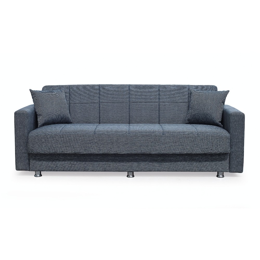 Divano Marbella 3 posti con letto contenitore in tessuto Mina 10 grigio scuro