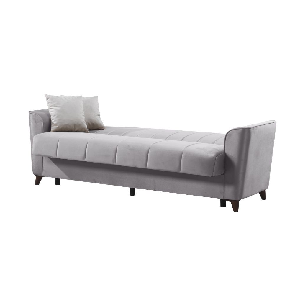 Divano letto Duca con contenitore in velluto colore grigio
