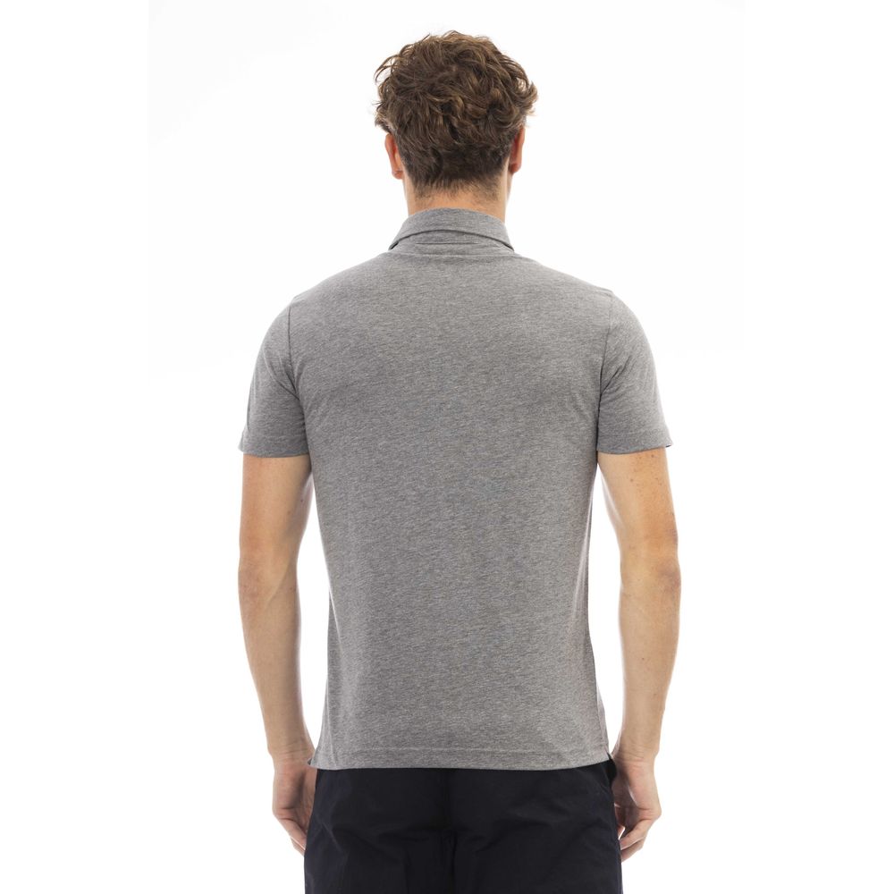 Gray Cotton Mens Polo Shirt